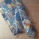 Tietle New York Patchwork Tie Pocket Square Set Handmade Blue