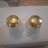 Mini Crystal Salt Pepper Shaker Vintage Gold Fine Dining Table Setting 1.5 Inch