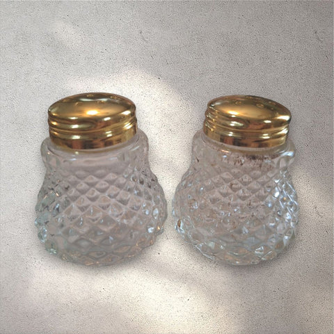 Mini Crystal Salt Pepper Shaker Vintage Gold Fine Dining Table Setting 1.5 Inch