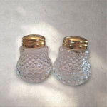 Mini Crystal Salt Pepper Shaker Vintage Gold Fine Dining Table Setting 1.5 Inch