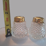 Mini Crystal Salt Pepper Shaker Vintage Gold Fine Dining Table Setting 1.5 Inch