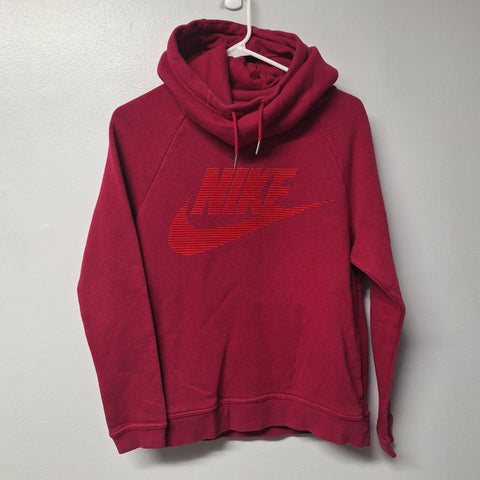 Nike Cowl Neck Hoodie Womems Small Pink Side Pockets Sweatshirt