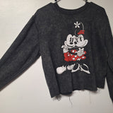 Disney Cropped Raw Edge Sweatshirt Cutoff Modified Custom Gray Womens Medium