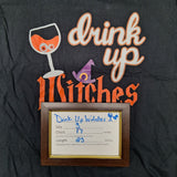 Drink Up Witches Tee Shirt V Neck Halloween Womens Small Wine Party Costume