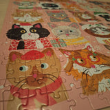 Festive Fur Balls Cat Puzzle 500 Pieces Kitty Christmas Holiday Faces Pet Pink