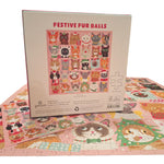 Festive Fur Balls Cat Puzzle 500 Pieces Kitty Christmas Holiday Faces Pet Pink