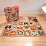 Festive Fur Balls Cat Puzzle 500 Pieces Kitty Christmas Holiday Faces Pet Pink