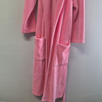 Pottary Barn Teen Pink Bathrobe Fluffy One Size Comfy Plush Pockets Embroidered