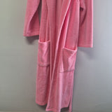 Pottary Barn Teen Pink Bathrobe Fluffy One Size Comfy Plush Pockets Embroidered