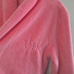 Pottary Barn Teen Pink Bathrobe Fluffy One Size Comfy Plush Pockets Embroidered