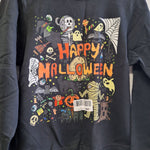 Happy Halloween Crewneck Sweatshirt Black Orange Womens Small Fall Skeleton