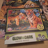 Glow Tiger Puzzle 500 Pieces Hodden Flowers Koi Fish Dark