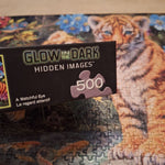 Glow Tiger Puzzle 500 Pieces Hodden Flowers Koi Fish Dark