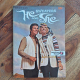 Sweaters His Hers She Knit Crochet Star Booklet 223 American Thread Cardigan