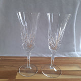 Gorham Crystal Cherrywood Champagne Flute Glassware Clear Stemware 7.5 Inch Pair