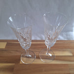 Gorham Crystal Cherrywood Champagne Flute Glassware Clear Stemware 7.5 Inch Pair