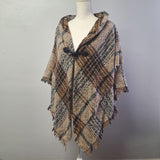 Modena Shawl Wrap Plaid Brown Toggle Fringe 36 Inches Across Fall Winter Soft