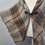 Modena Shawl Wrap Plaid Brown Toggle Fringe 36 Inches Across Fall Winter Soft