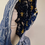 dll Rainwear Cats Dogs Jacket Blue Hooded Pockets Belt Womens Size 14 Snap