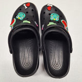 Voko Platform Rubber Clog Charms Embelished Black Basic Womens Size 38 Strap