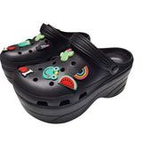 Voko Platform Rubber Clog Charms Embelished Black Basic Womens Size 38 Strap