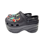 Voko Platform Rubber Clog Charms Embelished Black Basic Womens Size 38 Strap