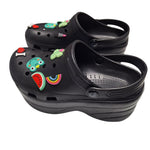 Voko Platform Rubber Clog Charms Embelished Black Basic Womens Size 38 Strap