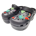 Voko Platform Rubber Clog Charms Embelished Black Basic Womens Size 38 Strap