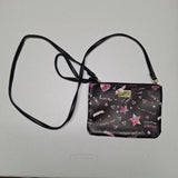 Betsey Johnson Luv Peace Crossbody Wristlet Black Pink Quotes Dream Good Vibes