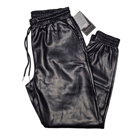 Bagatelle Collection Jogger Pants Faux Leather Black Elastic Waist Womens Small