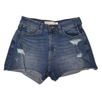 Levis High Rise Jean Shorts Cut Off Blue Distressed Ripped Womens Size 8 W29
