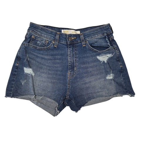 Levis High Rise Jean Shorts Cut Off Blue Distressed Ripped Womens Size 8 W29