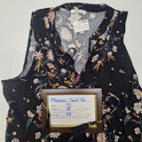Maurices Sleeveless Blouse Top Tie Front Tassle Black Floral Womens Trad Wife