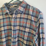 Denim & Flowers Plaid Button Down Collar Mens L Ricky Singh Green Pocket Cotton