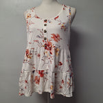 Maurices Tank Top Prairie Floral Sleeveless Womens Large with Tags Ruffle Button