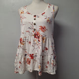 Maurices Tank Top Prairie Floral Sleeveless Womens Large with Tags Ruffle Button