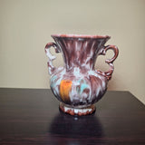 German Jasba Drip Vase Brown Fall Handle Small 4 Inch Vintage Classic