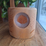 Wooden Candle Holder Leaf Fall Rustic Tree Cabin Cottage Country Wax 5 Inch Tall