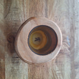 Wooden Candle Holder Leaf Fall Rustic Tree Cabin Cottage Country Wax 5 Inch Tall