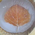 Wooden Candle Holder Leaf Fall Rustic Tree Cabin Cottage Country Wax 5 Inch Tall