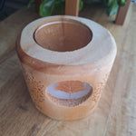 Wooden Candle Holder Leaf Fall Rustic Tree Cabin Cottage Country Wax 5 Inch Tall