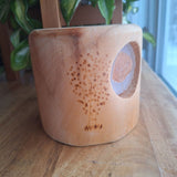 Wooden Candle Holder Leaf Fall Rustic Tree Cabin Cottage Country Wax 5 Inch Tall
