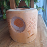 Wooden Candle Holder Leaf Fall Rustic Tree Cabin Cottage Country Wax 5 Inch Tall