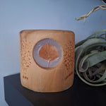 Wooden Candle Holder Leaf Fall Rustic Tree Cabin Cottage Country Wax 5 Inch Tall