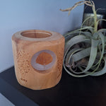 Wooden Candle Holder Leaf Fall Rustic Tree Cabin Cottage Country Wax 5 Inch Tall