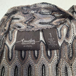 Chicos Travelers Collection Duster Long Thin Knit Metallic Womens Size 1 Gray