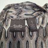 Chicos Travelers Collection Duster Long Thin Knit Metallic Womens Size 1 Gray