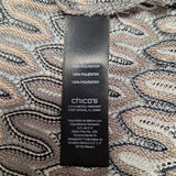 Chicos Travelers Collection Duster Long Thin Knit Metallic Womens Size 1 Gray