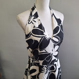 Vintage David Meister Dress Halter Womens 8 Gown Black White Zip Back USA Made