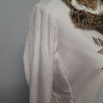 Luhta Faux Fur Full Zip Sweatshirt Jacket White Womens XL Brown Board Ski Lodge